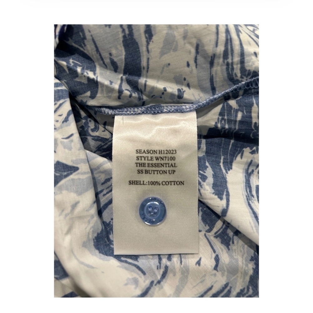 Wildfang The Essential SS Button Up Shirt Blue Marble Print XL NEW - Picture 4 of 7